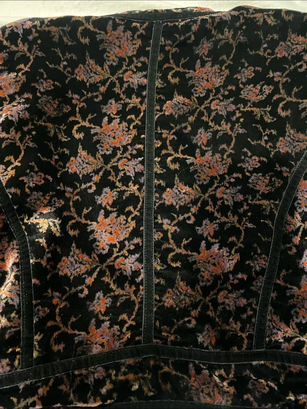 Free People Black Velvet Cropped Floral-Embroidered Jacket - Picture 6 of 7